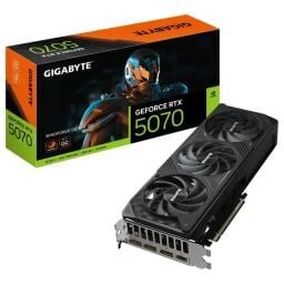 GIGABYTE - NVIDIA GeForce RTX 5070 WINDFORCE OC SFF 12G GDDR7 PCI Express 5.0 Graphics Card - Black on a white background